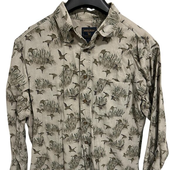 Woolrich Shirt Mens Large Heavy Button Up Long Sleeve Outdoor Hunting Ducks - Picture 1 of 6